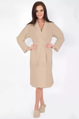 Халат запашной с воротником вафельный бежевый последний размер
