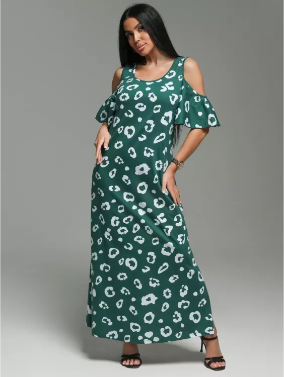 Новелла платье женское (леопард зеленый)