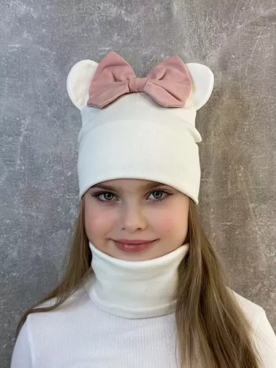 Комплект шапка+снуд с бантом 60355