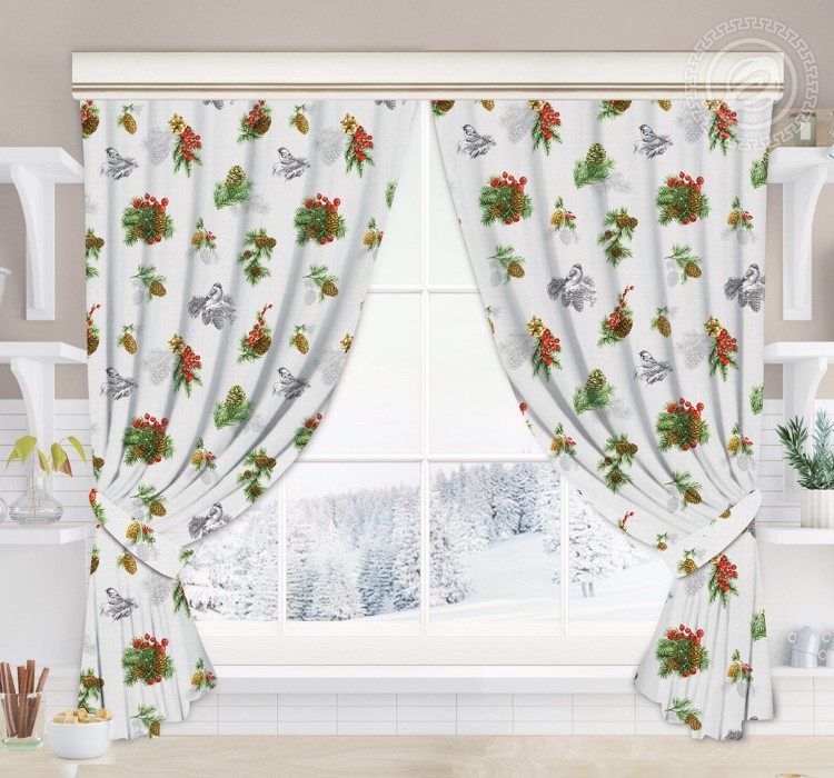 Шторы для кухни с подхватом Серебряный звон Ш.145.180 145*180 Ш.145.180