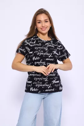 Футболка женская 6-196э (черно-белый)