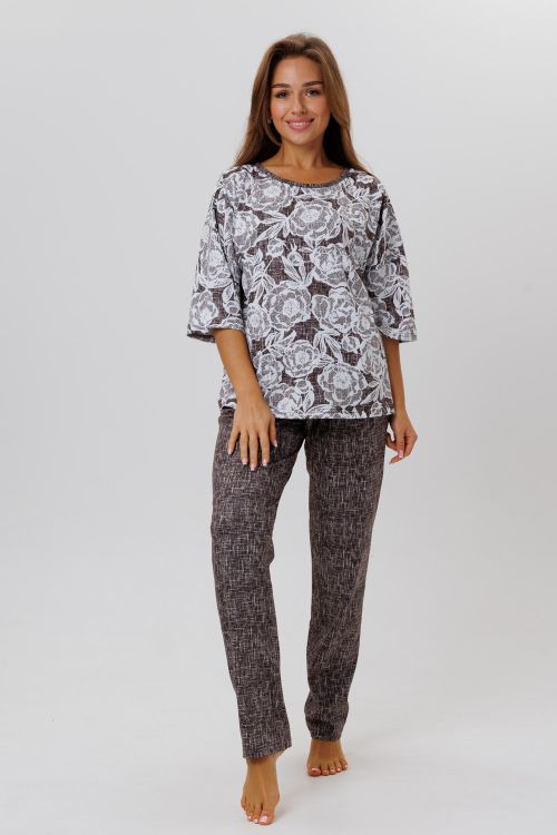 Костюм с брюками Сабина коричневый