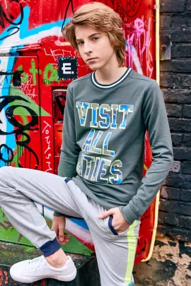 Джемпер детский Juno D36173-45COZ хаки последний размер