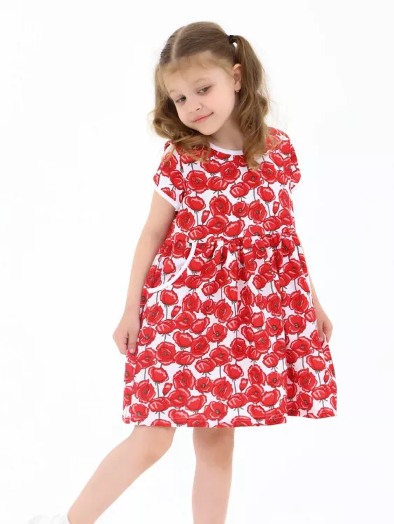 Платье Киска с карманами 33066 маки