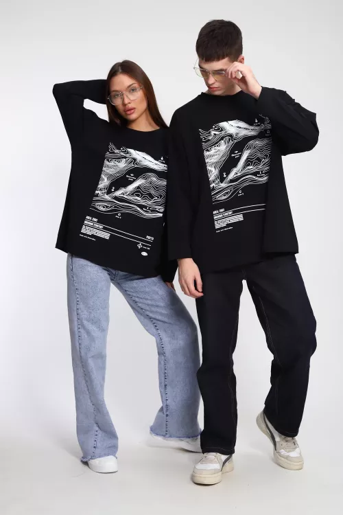 Лонгслив унисекс с принтом Карта ЛГ-01