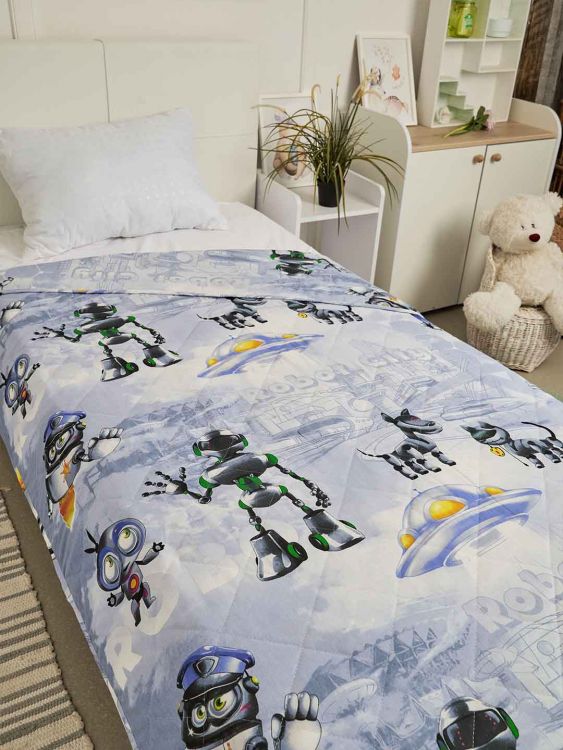 Покрывало бязь с детским рисунком - 15 - Город Роботов