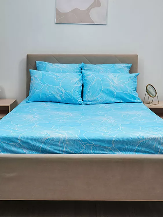 Простыня поплин - Вернисаж, цвет голубой