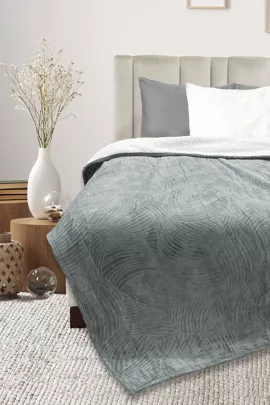 Покрывало-плед велсофт Флайфи ФФ-071 светло-серый