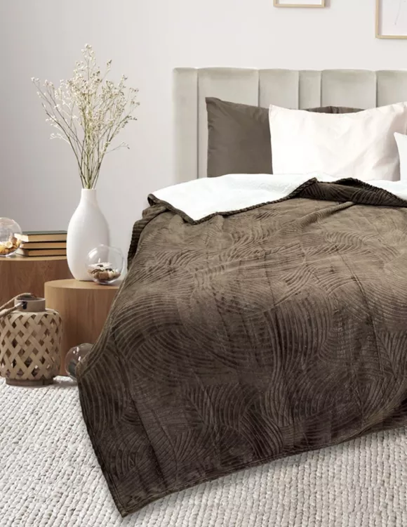 Покрывало-плед велсофт Флайфи ФФ-030 коричневый