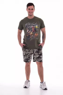 Пижама мужская 9-122а (хаки-меланж), ОХОТА