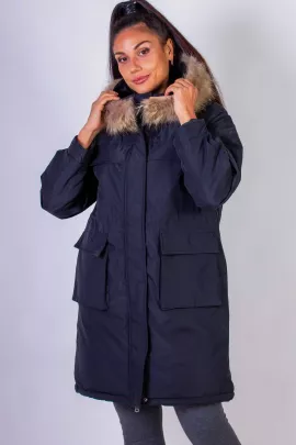 Зимняя парка удлиненная, с капюшоном натуральный мех арт. 619