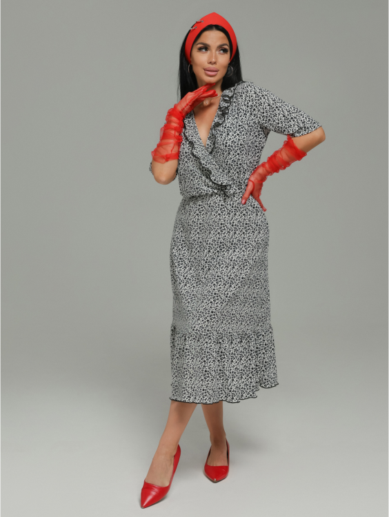 Мадонна платье женское (черно-белый леопард)