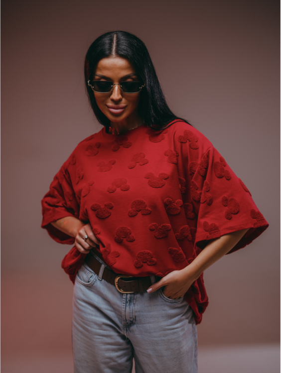 Ирбис футболка женская (махра Микки бордо)