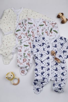 Набор, комбинезонов из кулирки 2+1 в ассортименте 3 шт. НБ-КМБ/ассортимент