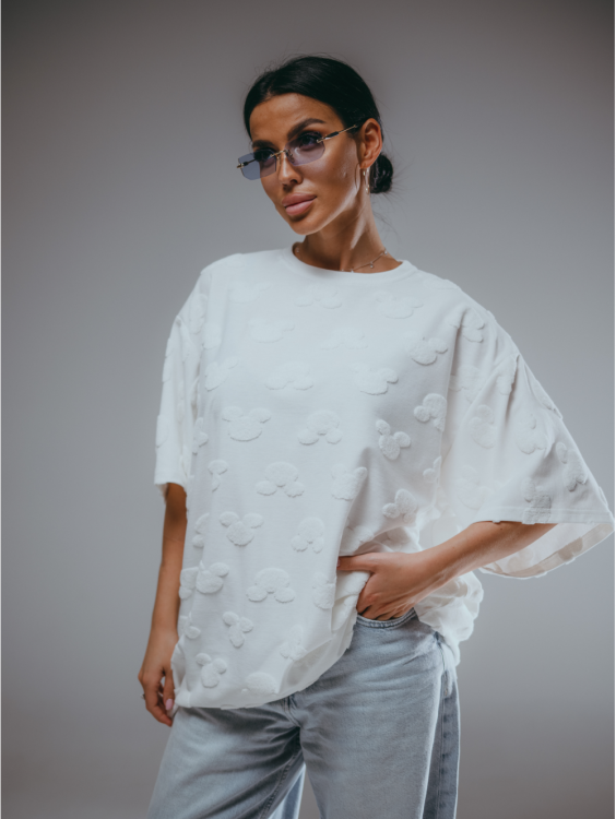 Ирбис футболка женская (махра Микки молоко)