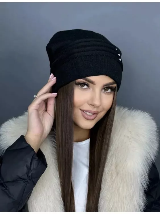 Шапка 60352 черный последний размер