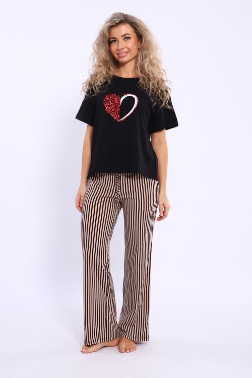 Пижама 46630 сердце черный последний размер