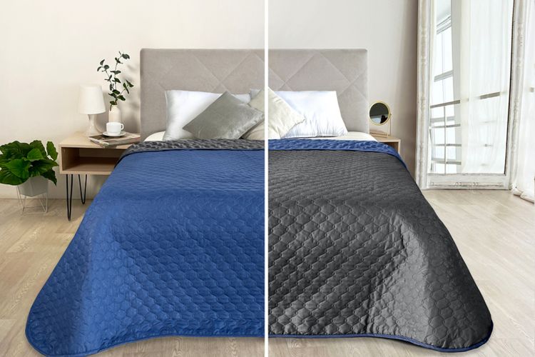 Покрывало микрофибра ПМ-110 графит/синий