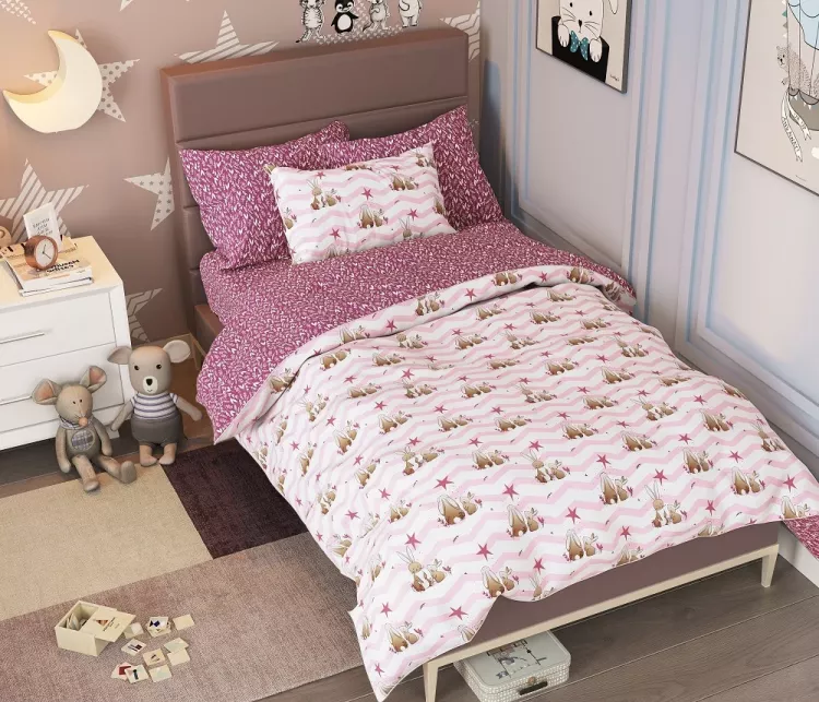 Зайчики(роз) КПБ поплин подростковый