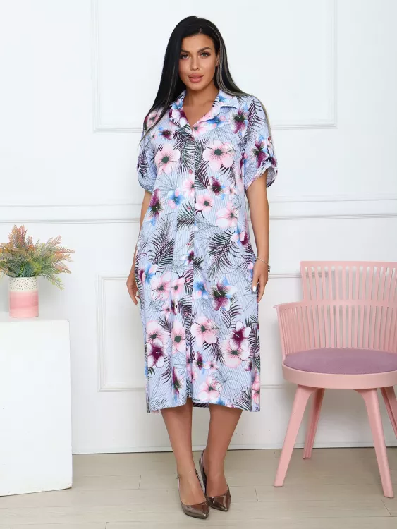 Батист(цветы) халат-рубашка