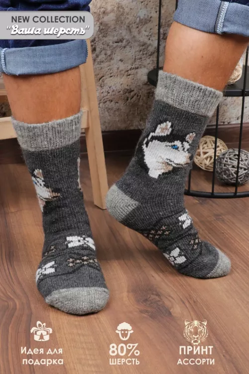 Носки мужские GL625 шерстяные животные последний размер