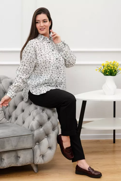 Рубашка 02-001-22 белый-серый последний размер