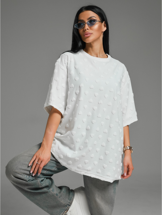 Ирбис футболка женская (махра белый сердечки)