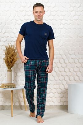 Брюки мужские М43 зеленая клетка последний размер