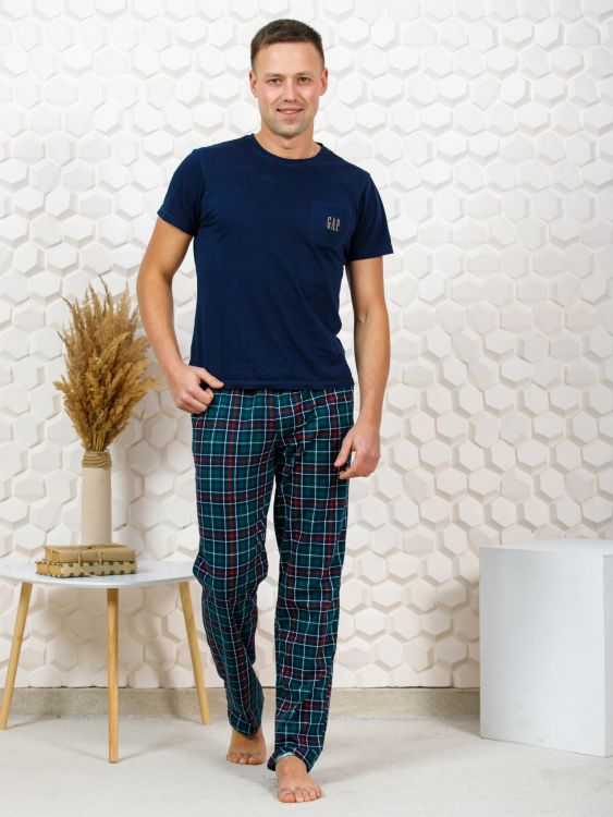 Брюки мужские М43 зеленая клетка последний размер