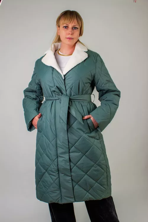 Зимняя куртка пальто с меховым воротником арт.2815