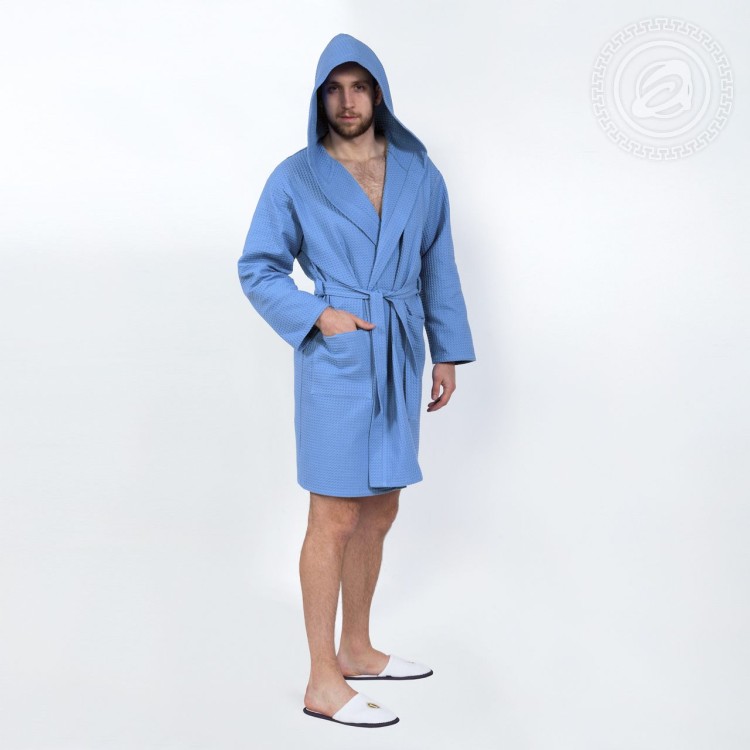 Халат запашной с капюшоном (голубой)  56-60 0125XL