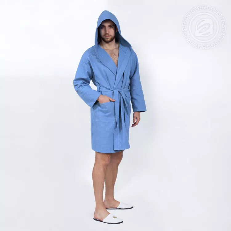 Халат запашной с капюшоном (голубой) 0125XL 56-60 0125XL
