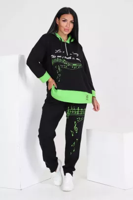 Костюм 89092 черный + салатовый последний размер