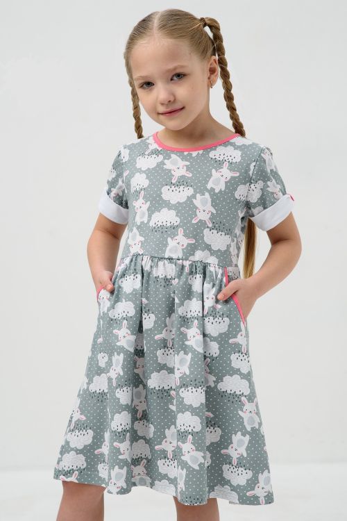 Платье Белогривые лошадки кор.рукав