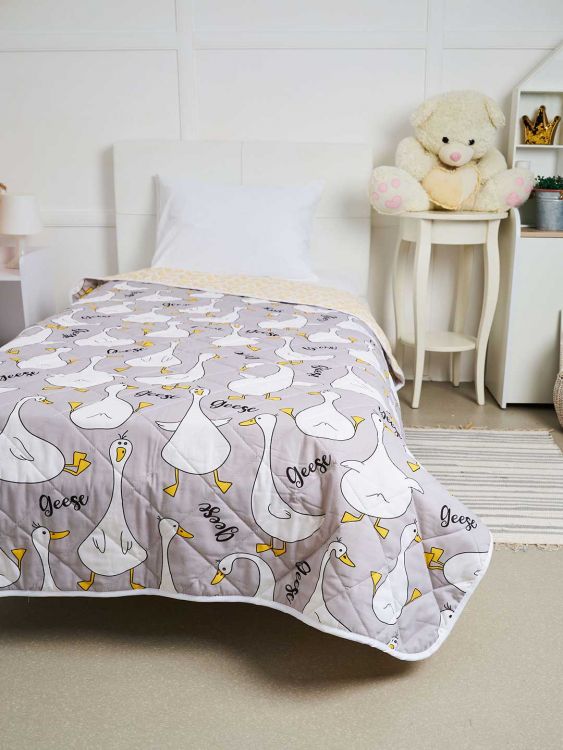 Покрывало детское из поплина - Гусь-обнимусь (серый)